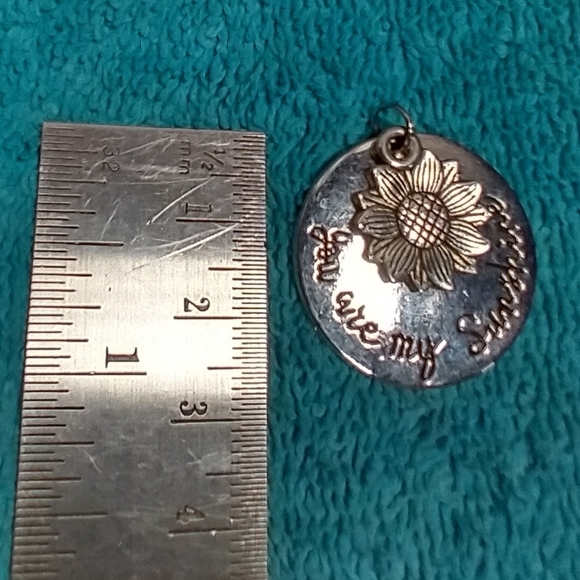 Silvertone Sunflower Pendant You Are My Sunshine - Picture 4 of 7